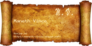 Maneth Vince névjegykártya